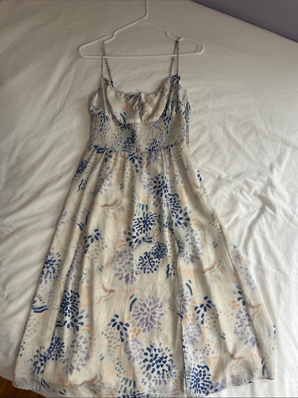 Wilfred Genoa Midi Dress with Blue and Lavender Floral Print - only worn once!
